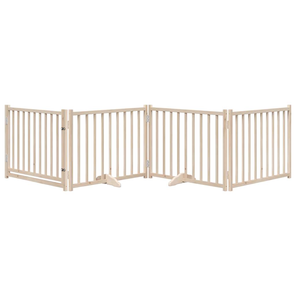 Vidaxl Dog Fence Plegable con puerta 4 paneles 320 cm de pino sólido