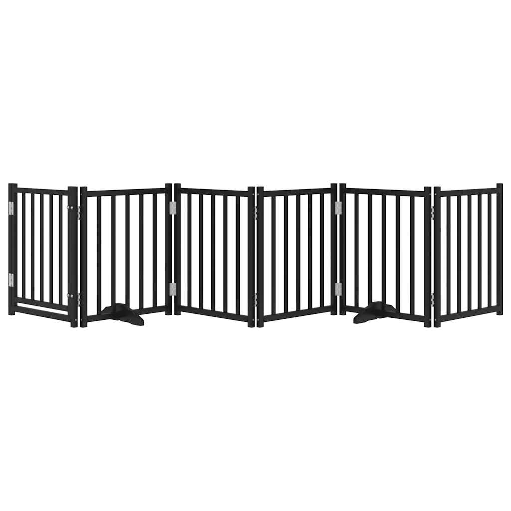 Vidaxl puerta para perros plegable 6 paneles 300 cm madera maciza de pino negro