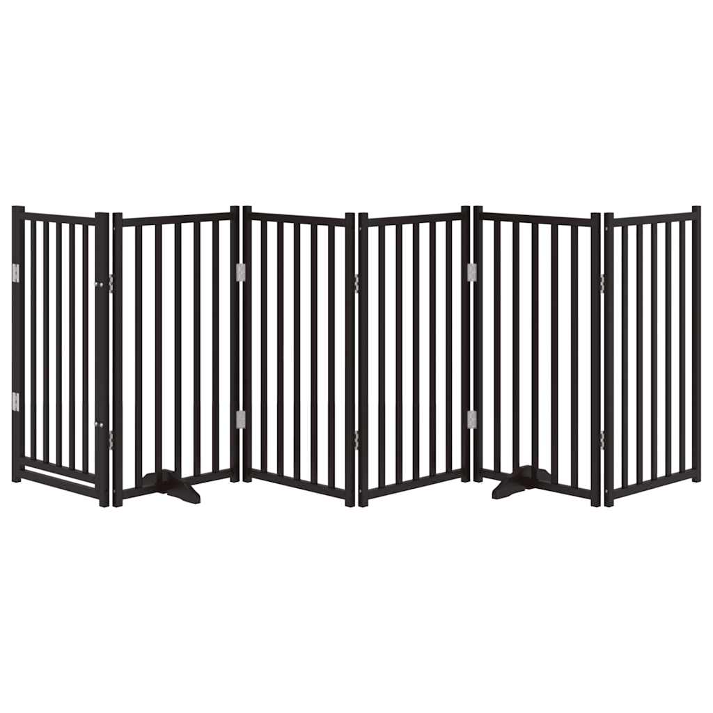 Vidaxl puerta para perros plegable 6 paneles 300 cm madera maciza de pino negro