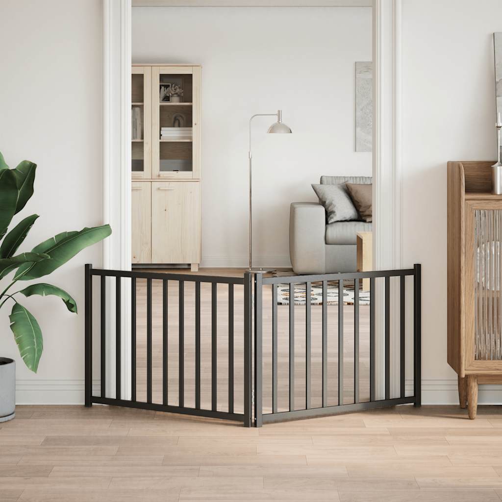 Vidaxl Dog Fence Plegable 2 paneles de 160 cm de pino sólido Negro