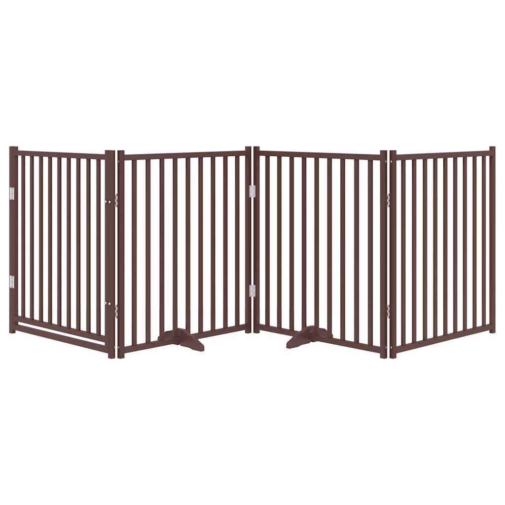 Vidaxl puerta para perros plegable 4 paneles 320cm pino macizo roble marrón