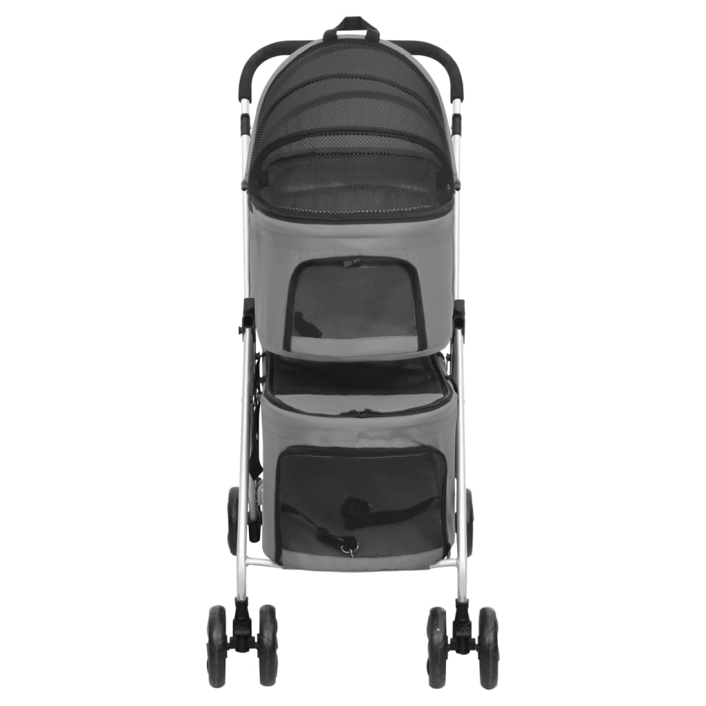 Vidaxl Dog Car de 2 capas plegable 83x48x97 CM Oxford Fabric Gray