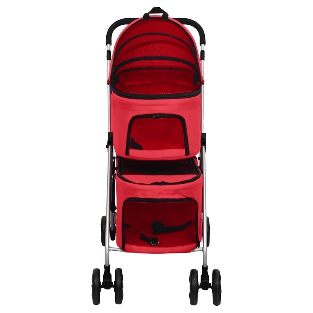 Vidaxl Dog Car de 2 capas plegable 83x48x97 CM Oxford Fabric Red
