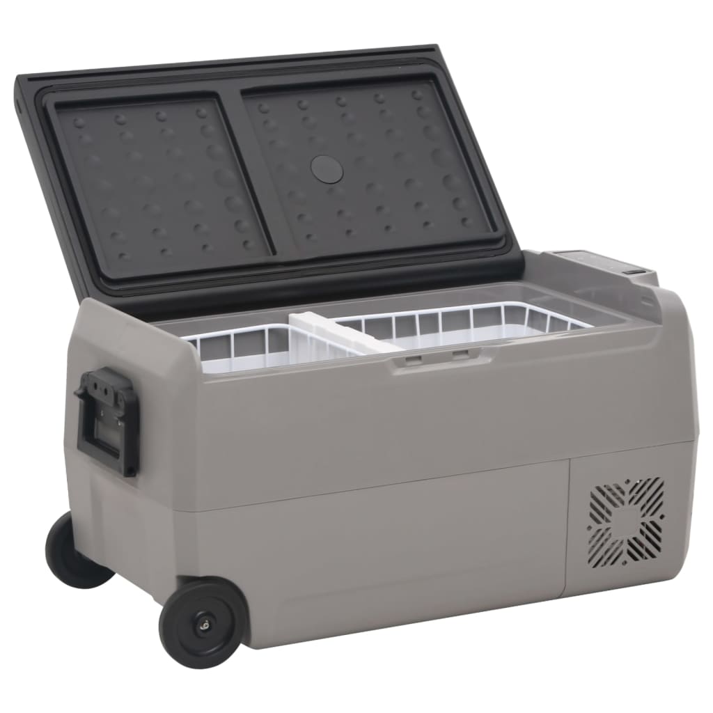 Vidaxl Cool Box con ruote e adattatore 50 l pp e pe nero e grigio