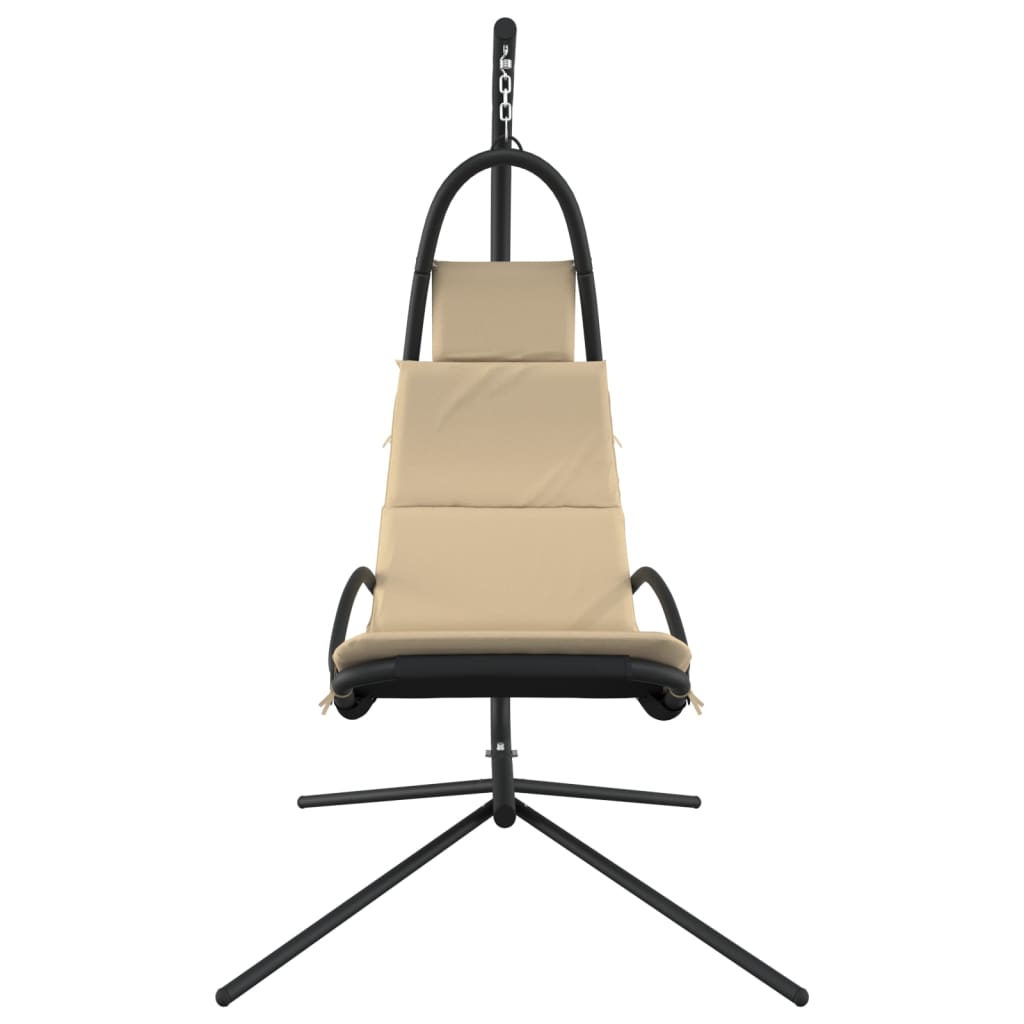 Sedia a dondolo Vidaxl con tessuto oxford e crema in acciaio