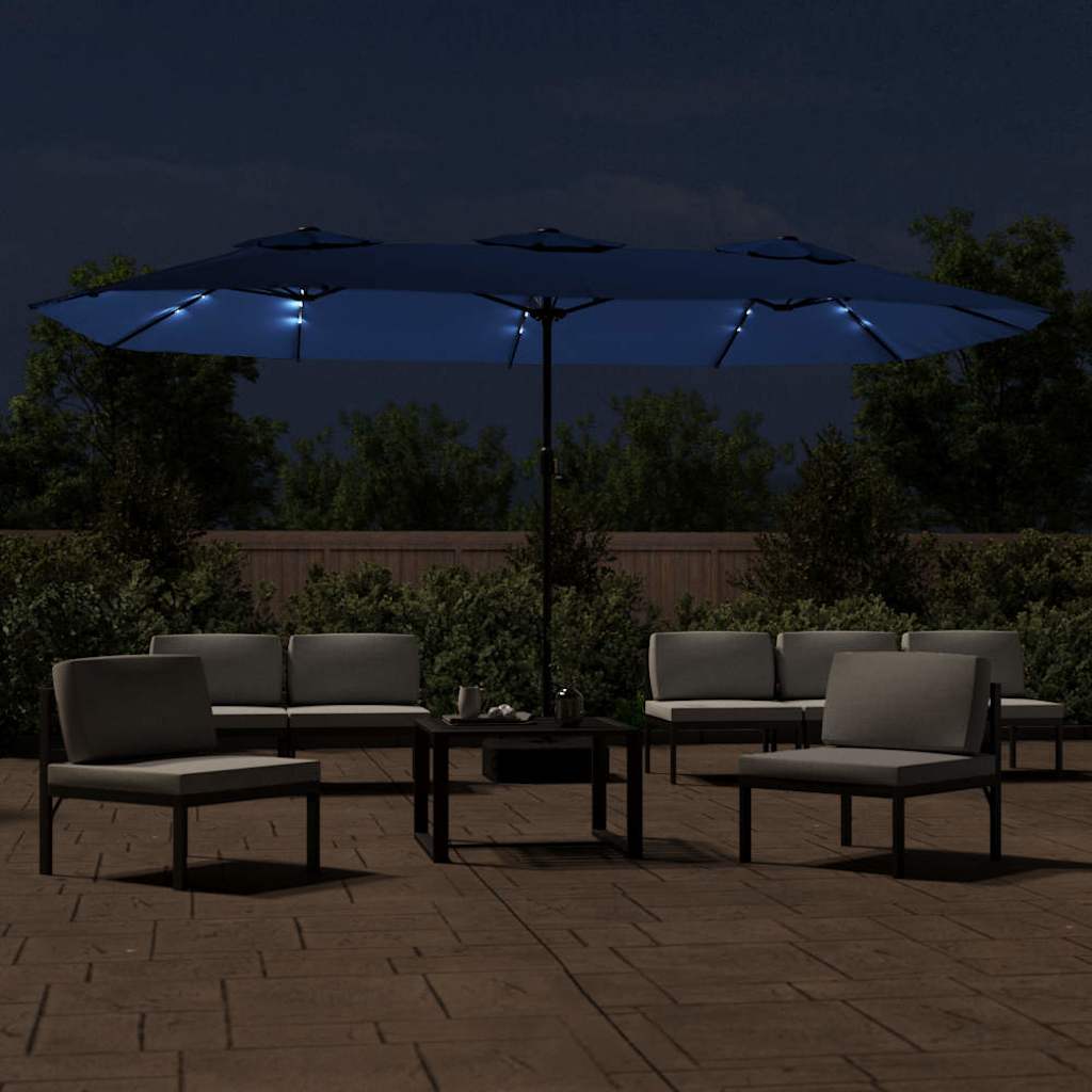 Vidaxl Parasol Techo doble con LED 449x245 cm Azure Azul