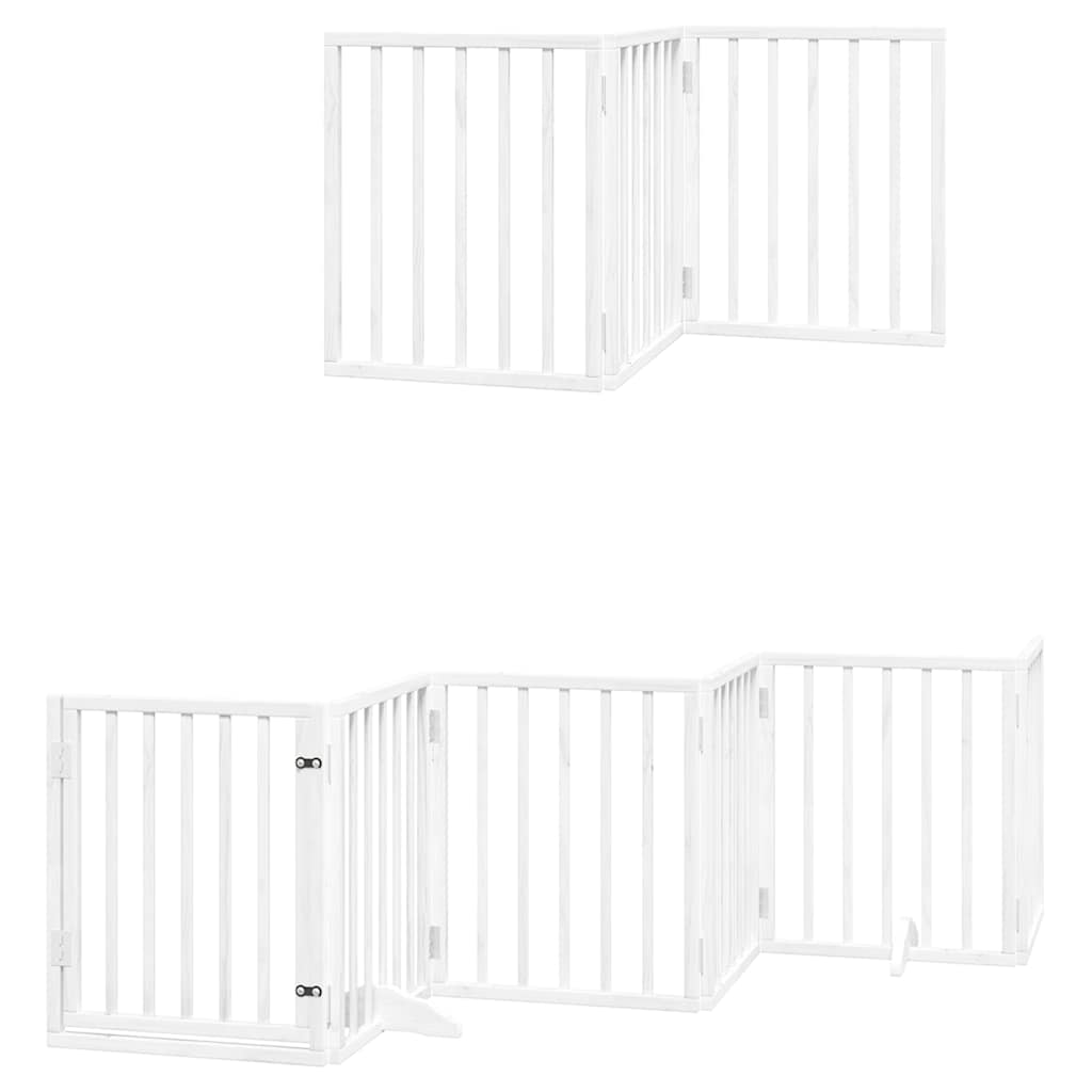 Cancello per cani pieghevole Vidaxx con porta 15 pannelli 750 cm in legno di pioppo bianco