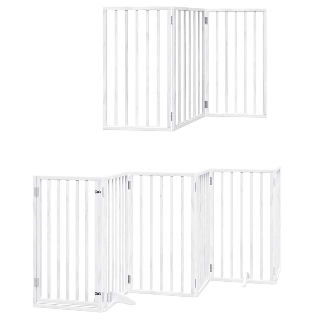 Cancello per cani pieghevole Vidaxx con porta 9 pannelli 450 cm in legno di pioppo bianco