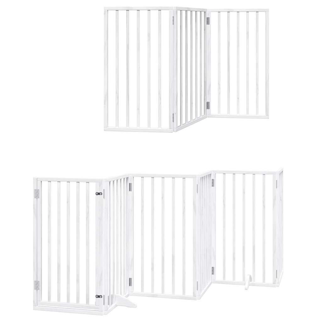 Vidaxx puerta para perros plegable con puerta 12 paneles 600cm madera de álamo blanco