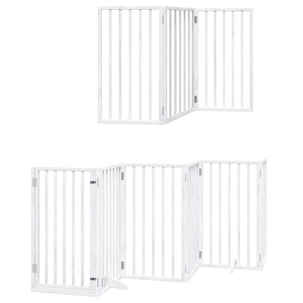 Cancello per cani pieghevole Vidaxx con porta 15 pannelli 750 cm in legno di pioppo bianco