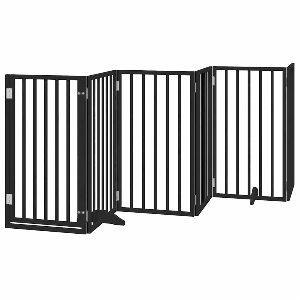 Vidaxx puerta para perros plegable 9 paneles 450 cm madera de álamo negro