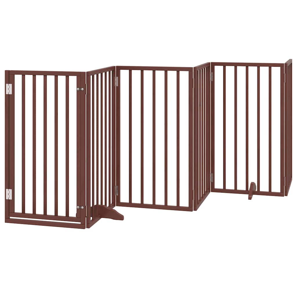 Vidaxl puerta para perros plegable 12 paneles 600 cm madera de álamo marrón