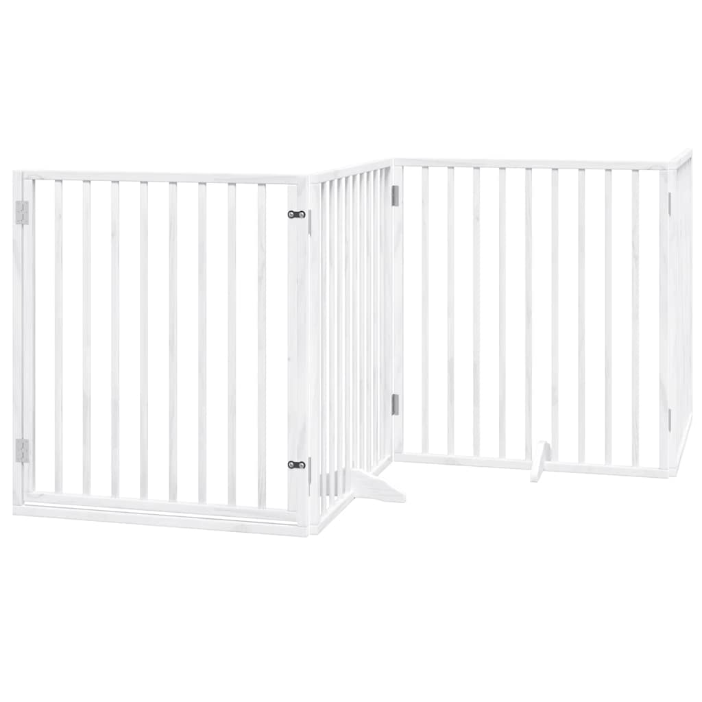 Vidaxx puerta para perros plegable con puerta 8 paneles 640 cm madera de álamo blanco