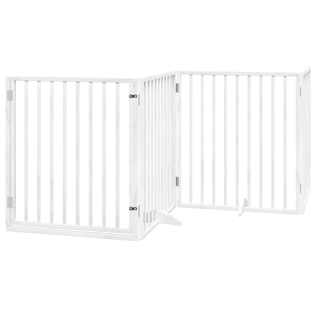 Cancello per cani pieghevole Vidaxx con porta 10 pannelli 800 cm in legno di pioppo bianco