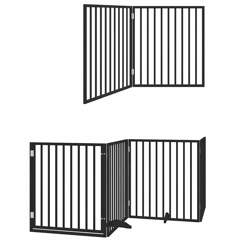 Vidaxx puerta para perros plegable 8 paneles 640 cm madera de álamo negro