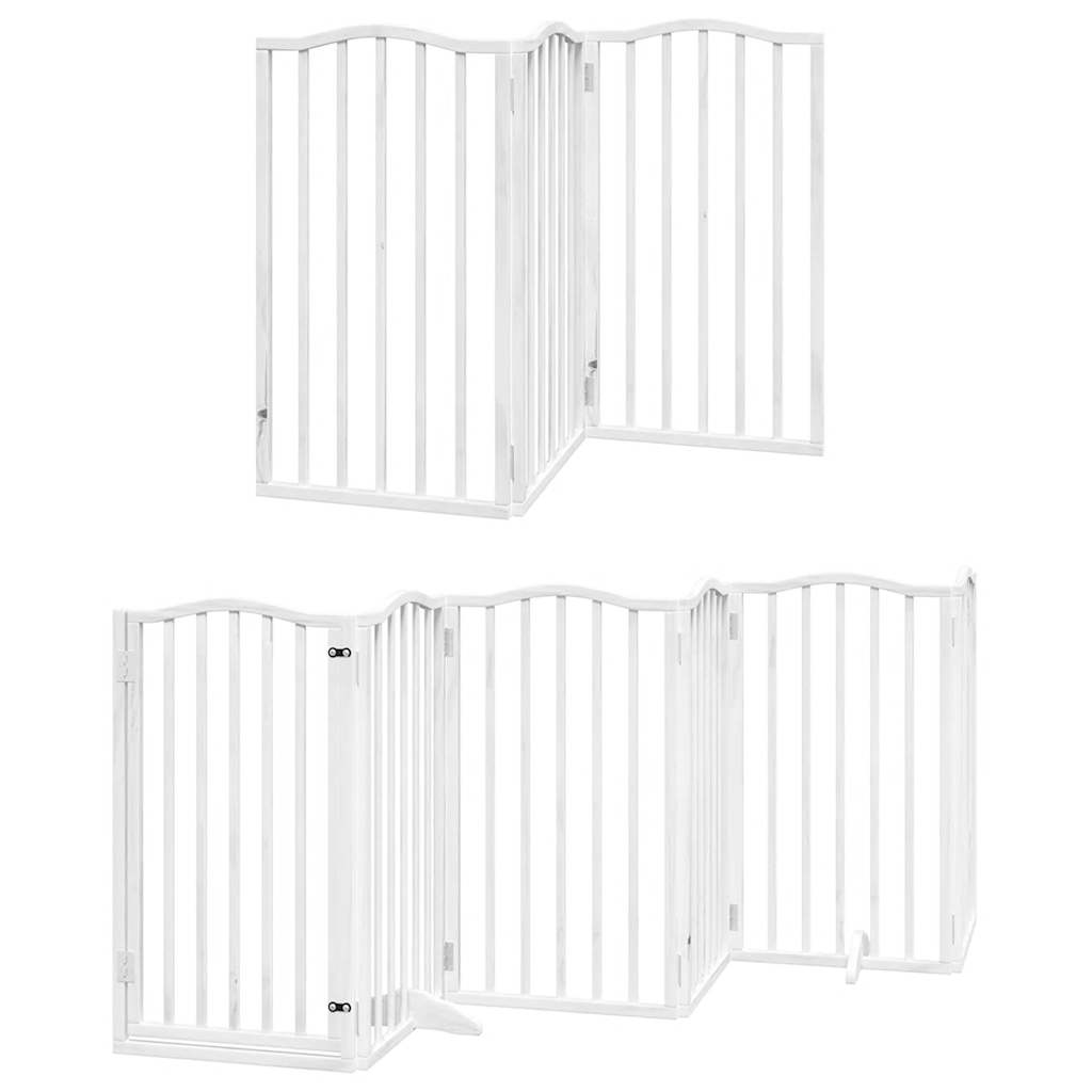 Vidaxx puerta para perros plegable con puerta 9 paneles 450 cm madera de álamo blanco