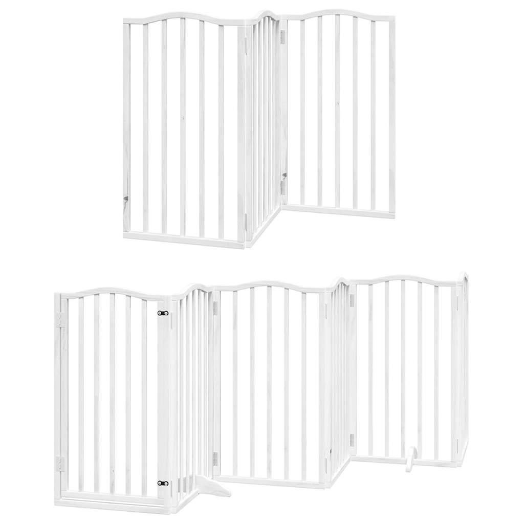 Vidaxx puerta para perros plegable con puerta 12 paneles 600cm madera de álamo blanco