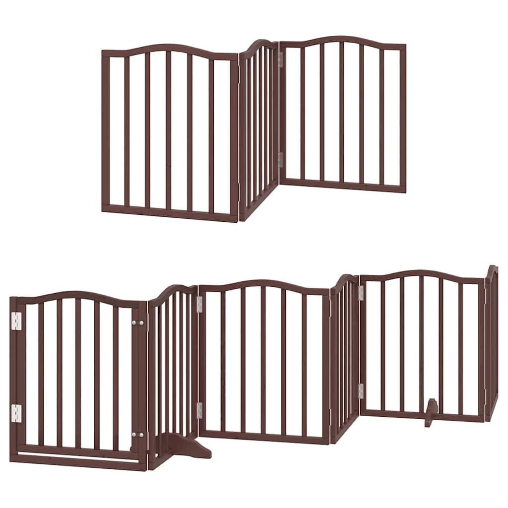 Vidaxl puerta para perros plegable 12 paneles 600 cm madera de álamo marrón