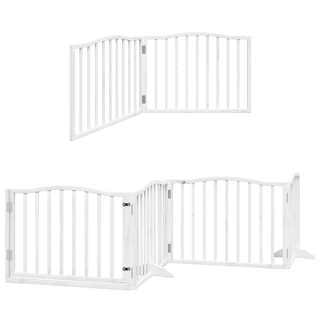 Vidaxx puerta para perros plegable con puerta 12 paneles 960cm madera de álamo blanco