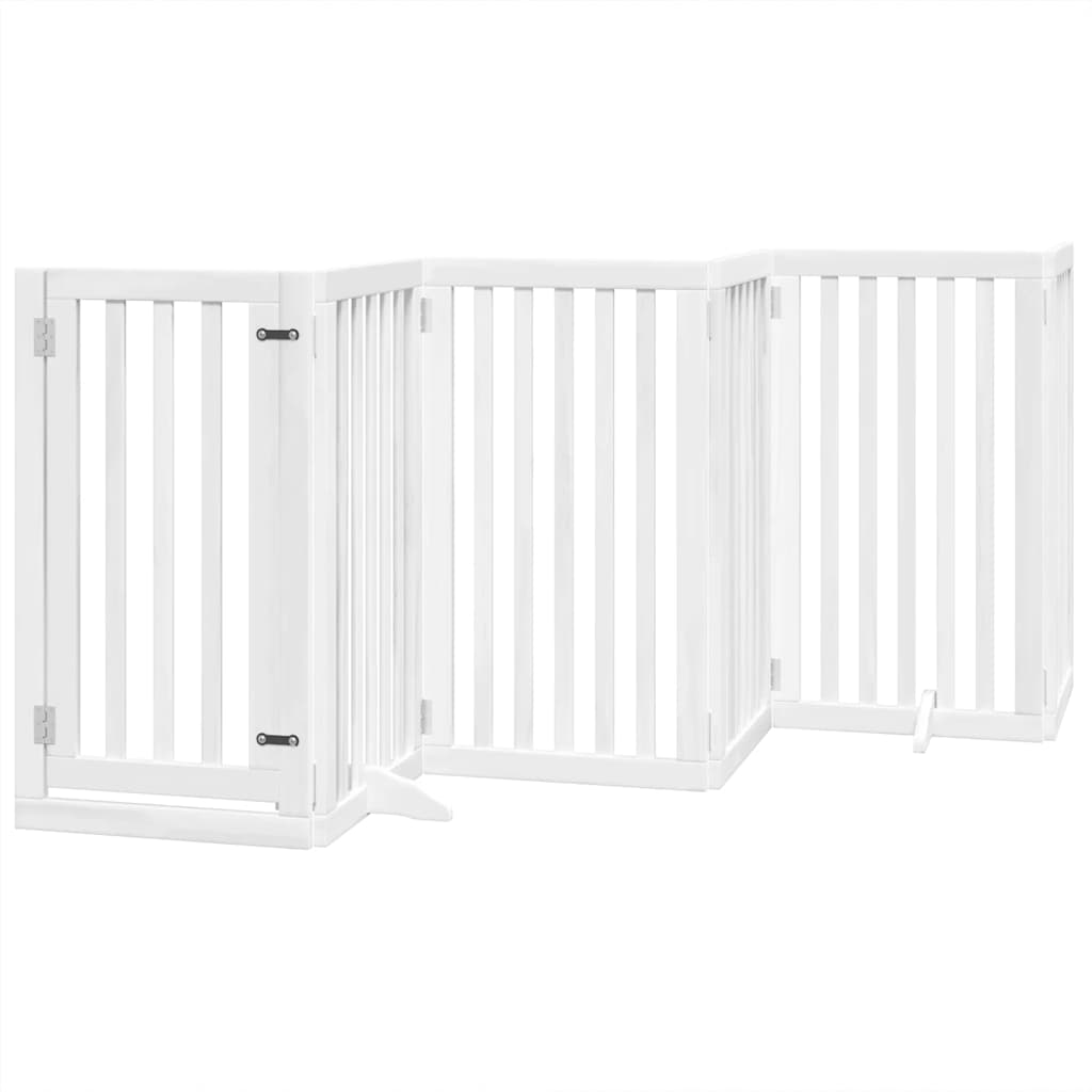 Vidaxx puerta para perros plegable con puerta 9 paneles 450 cm madera de álamo blanco