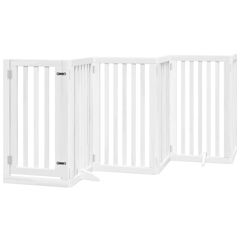Cancello per cani pieghevole Vidaxx con porta 15 pannelli 750 cm in legno di pioppo bianco