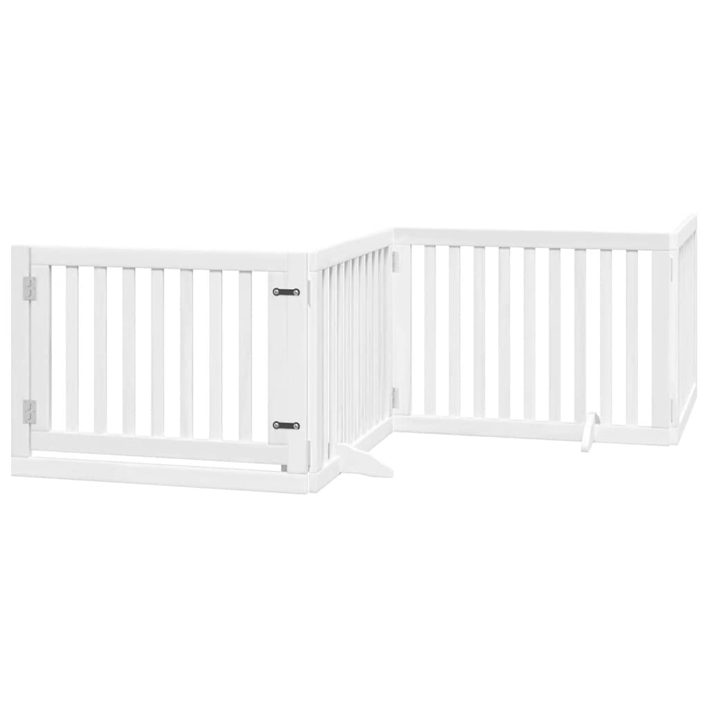 Cancello per cani pieghevole Vidaxx con porta 12 pannelli 960 cm in legno di pioppo bianco