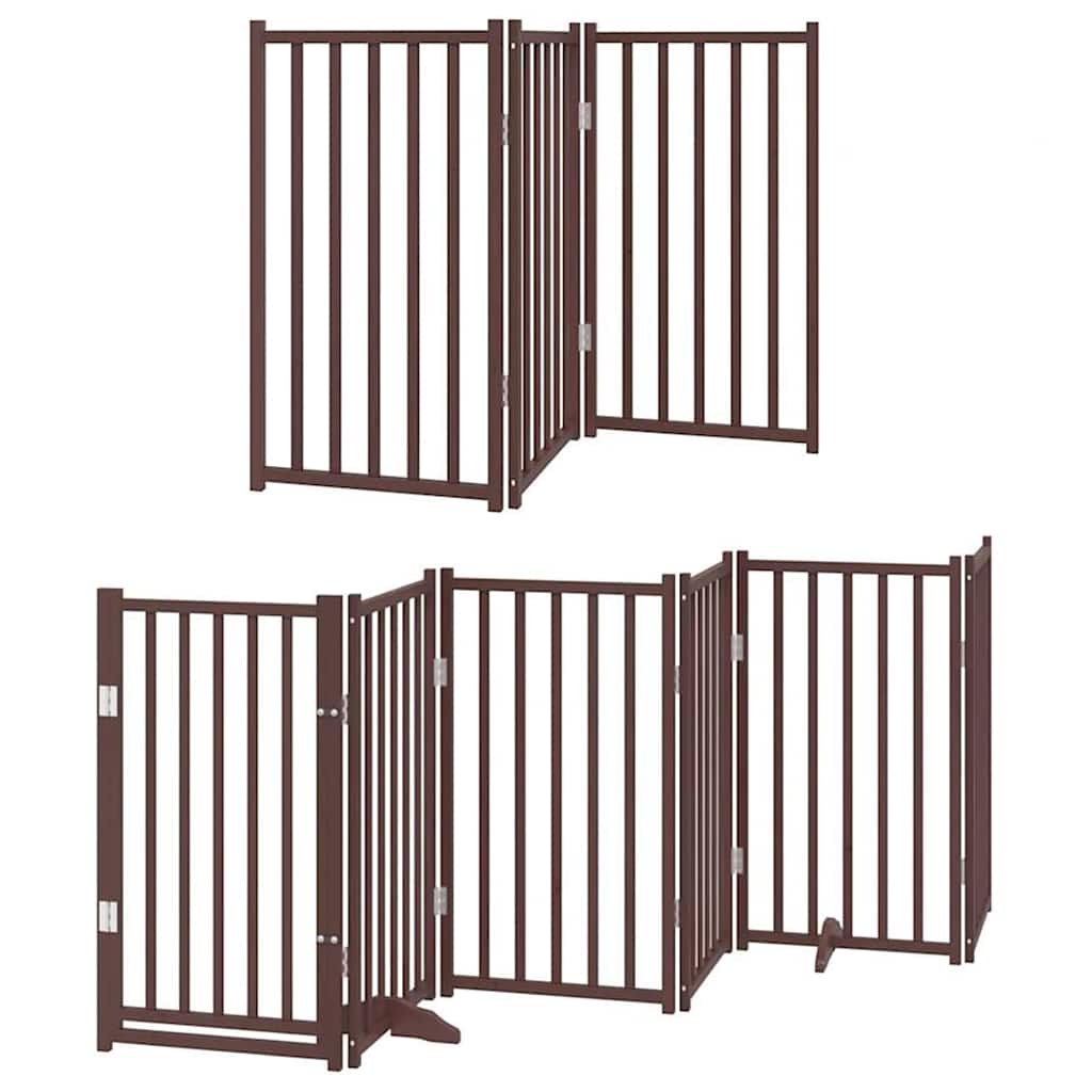 Vidaxl puerta para perros plegable 12 paneles 600 cm madera de álamo marrón