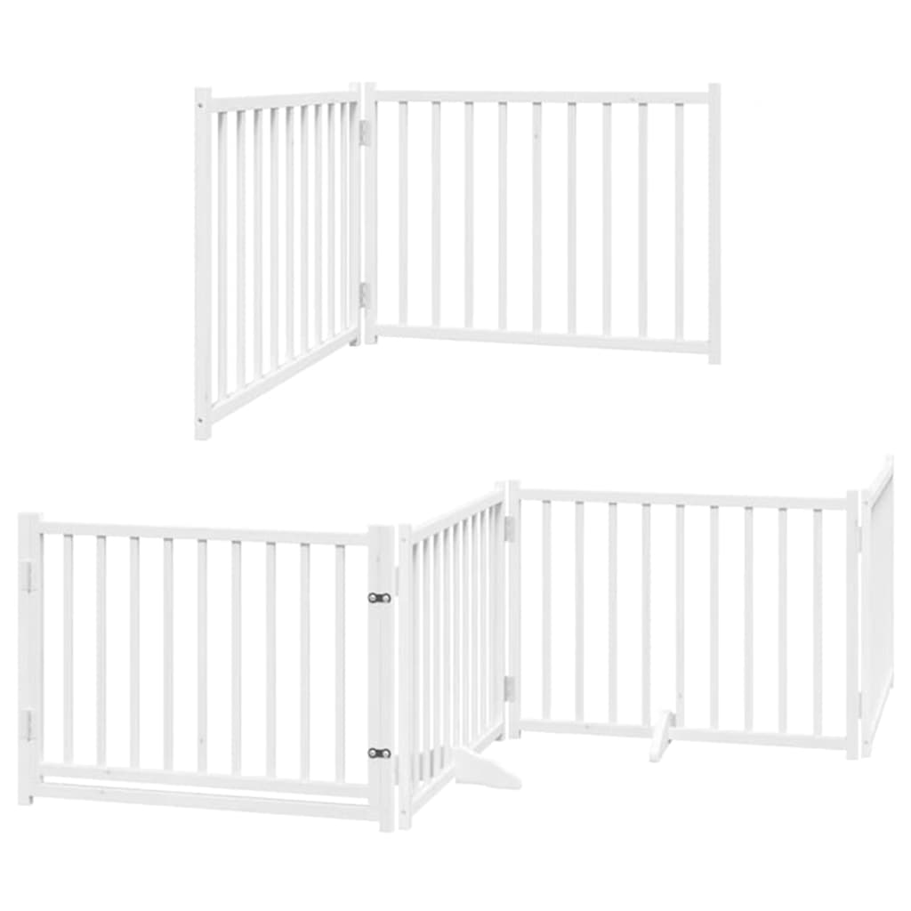 Cancello per cani pieghevole Vidaxx con porta 12 pannelli 960 cm in legno di pioppo bianco
