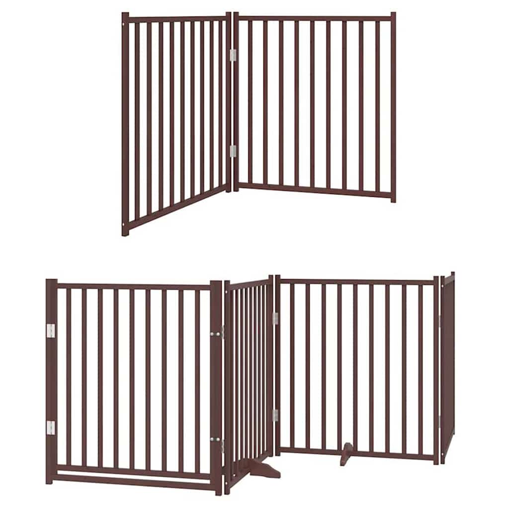 Vidaxl puerta para perros plegable 6 paneles 480 cm madera de álamo marrón