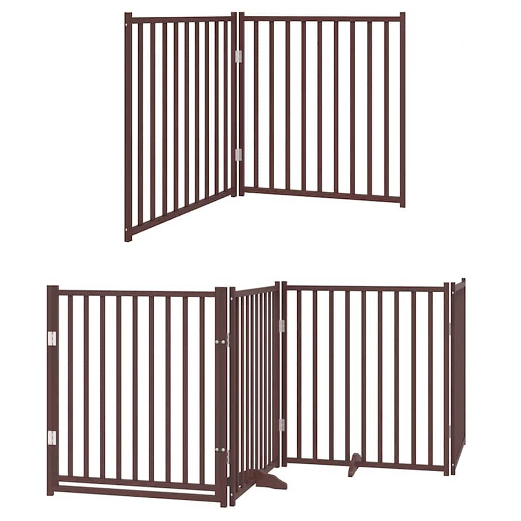 Vidaxl puerta para perros plegable 12 paneles 960 cm madera de álamo marrón