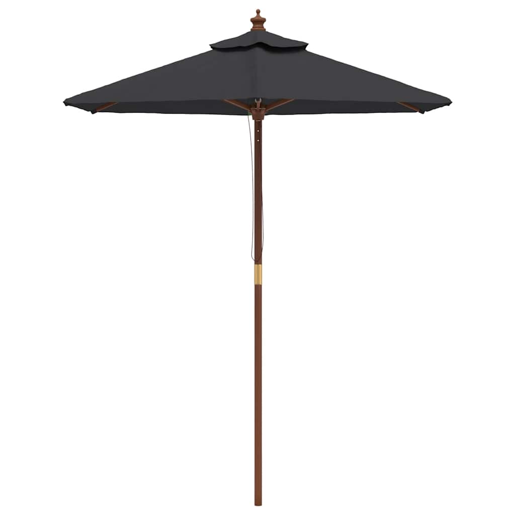 Ombrellone VidaXL con palo in legno 196x231 cm nero