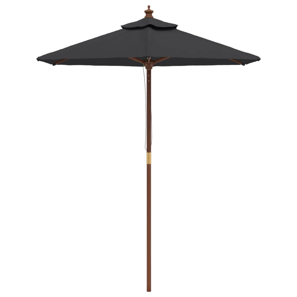Ombrellone VidaXL con palo in legno 196x231 cm nero