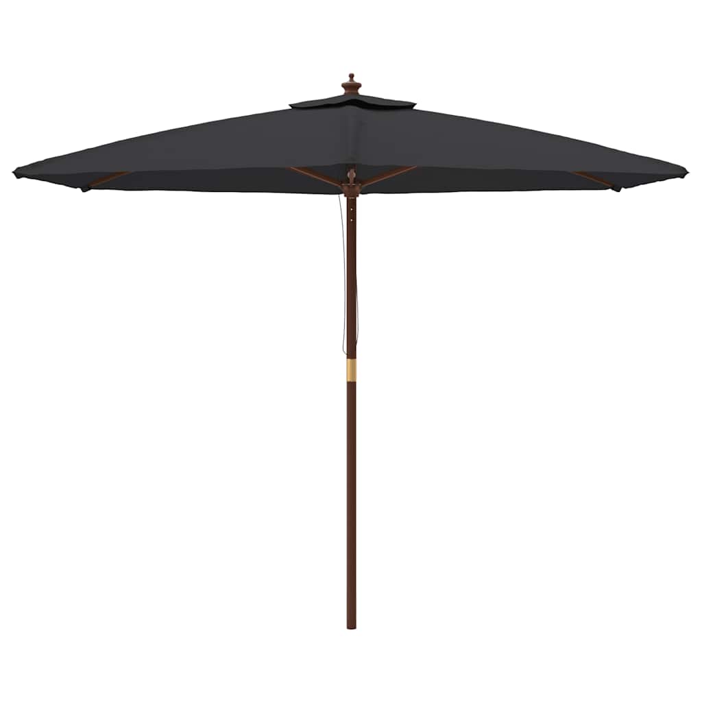Parasol Vidaxl con poste de madera 299x240 cm negro