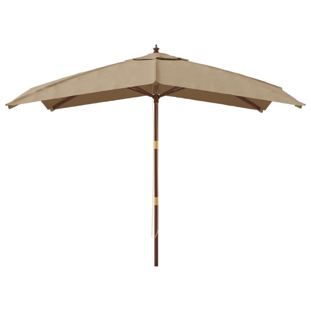 Vidaxl Parasol con poste de madera 300x300x273 cm taupe