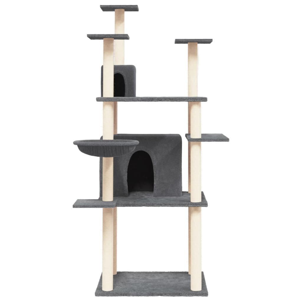 Muebles de gato de Vidaxl con postes de rascado de sisal 166 cm de gris oscuro