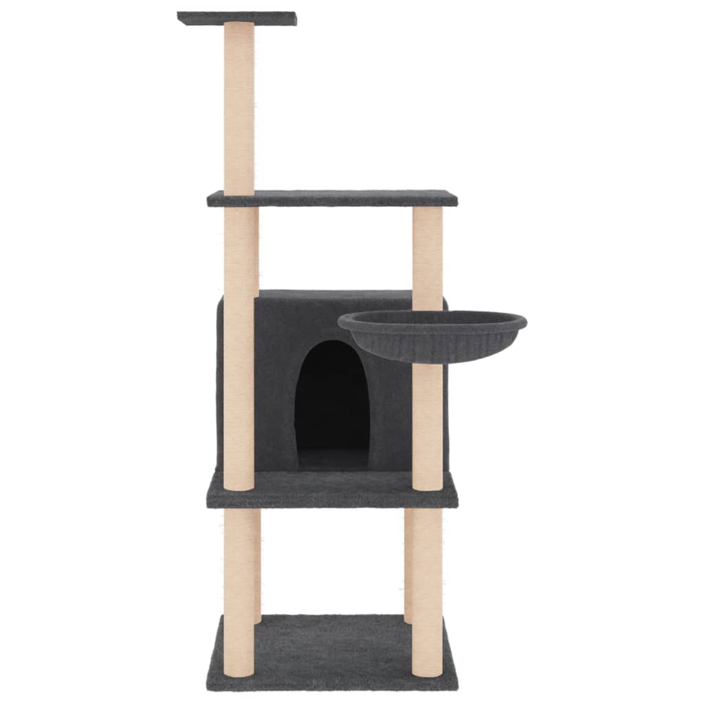 Muebles de gato de Vidaxl con postes de rascado de sisal 132 cm de gris oscuro