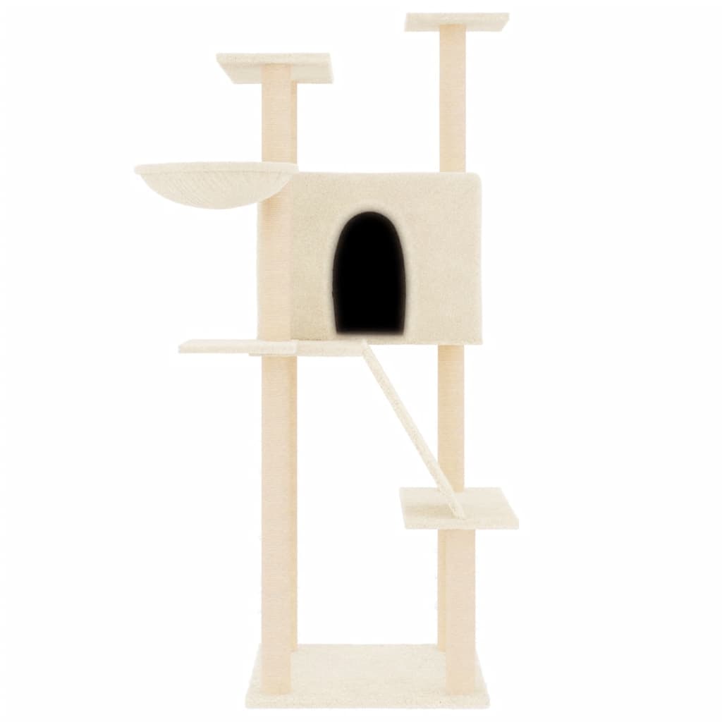 Muebles de gato de Vidaxl con postes de rascado de sisal 143 cm de crema