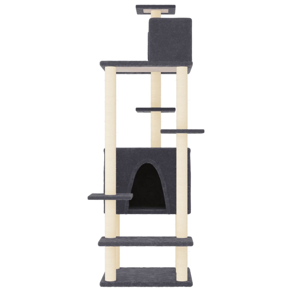 Muebles de gato de Vidaxl con postes de rascado de sisal 154 cm de gris oscuro