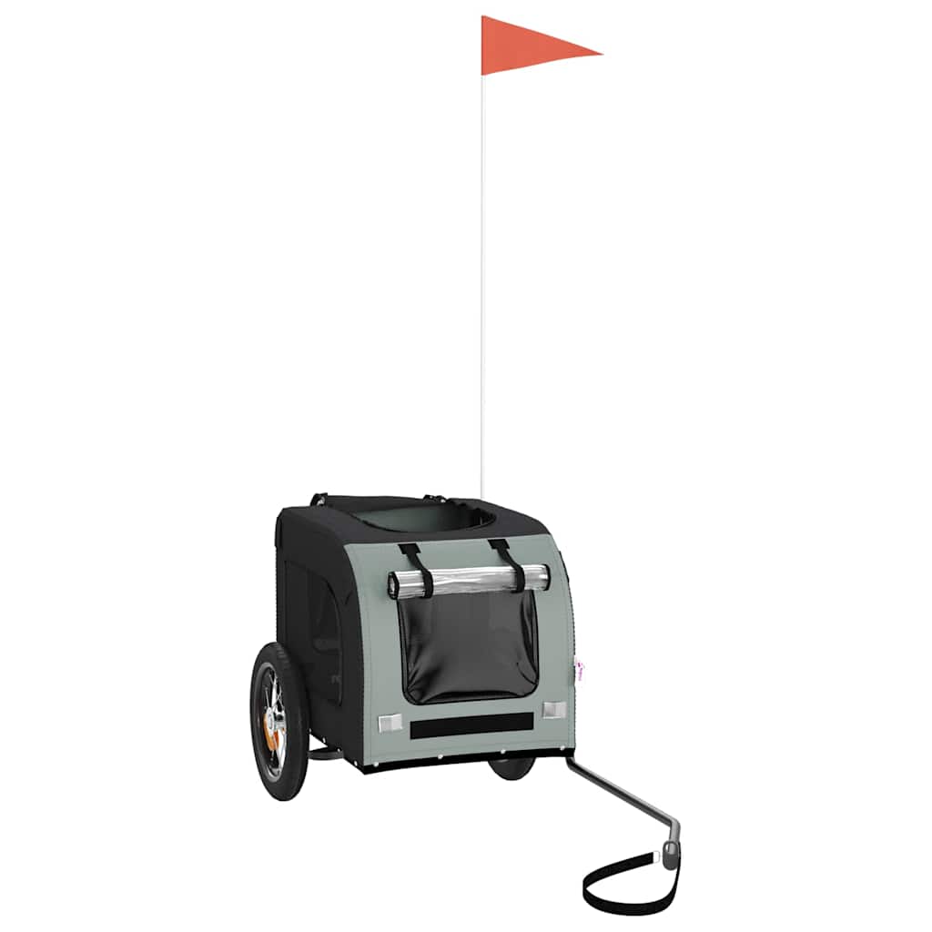 VidaXL rimorchio per bici per cani in tessuto oxford e ferro grigio e nero