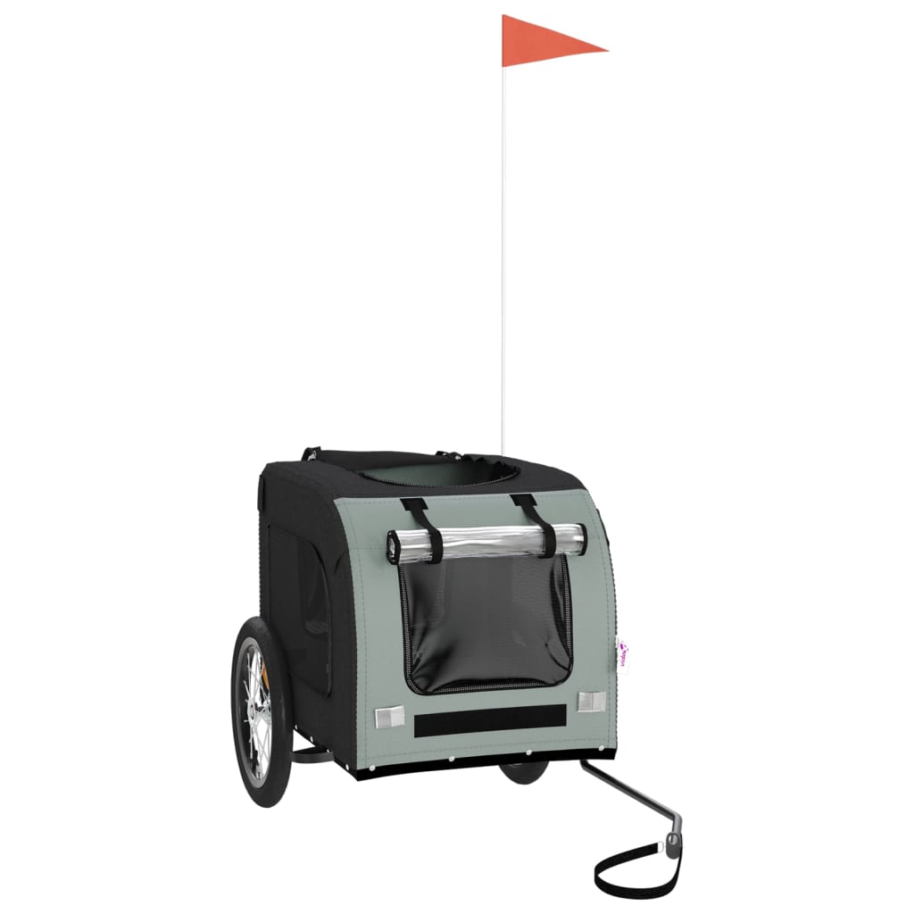 Vidaxl Dog Bike Trailer Oxford Tessuto e ferro nero e grigio