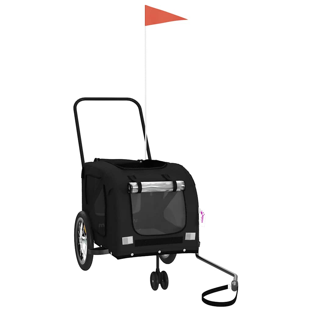 Remolque para bicicleta para mascotas VidaXL tela oxford negra y hierro