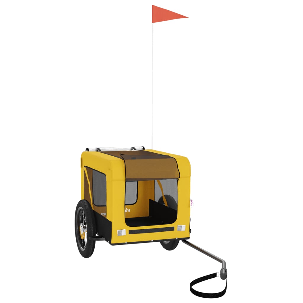 Vidaxl Dog Bike Trailer Oxford Tessuto e ferro giallo e nero