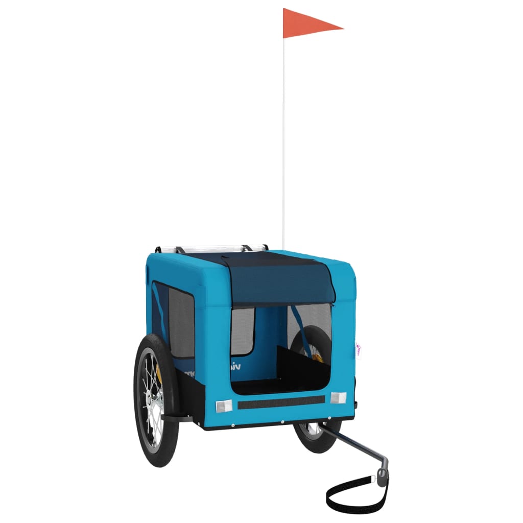 Vidaxl Dog Bike Trailer Oxford Tessuto e blu di ferro e nero