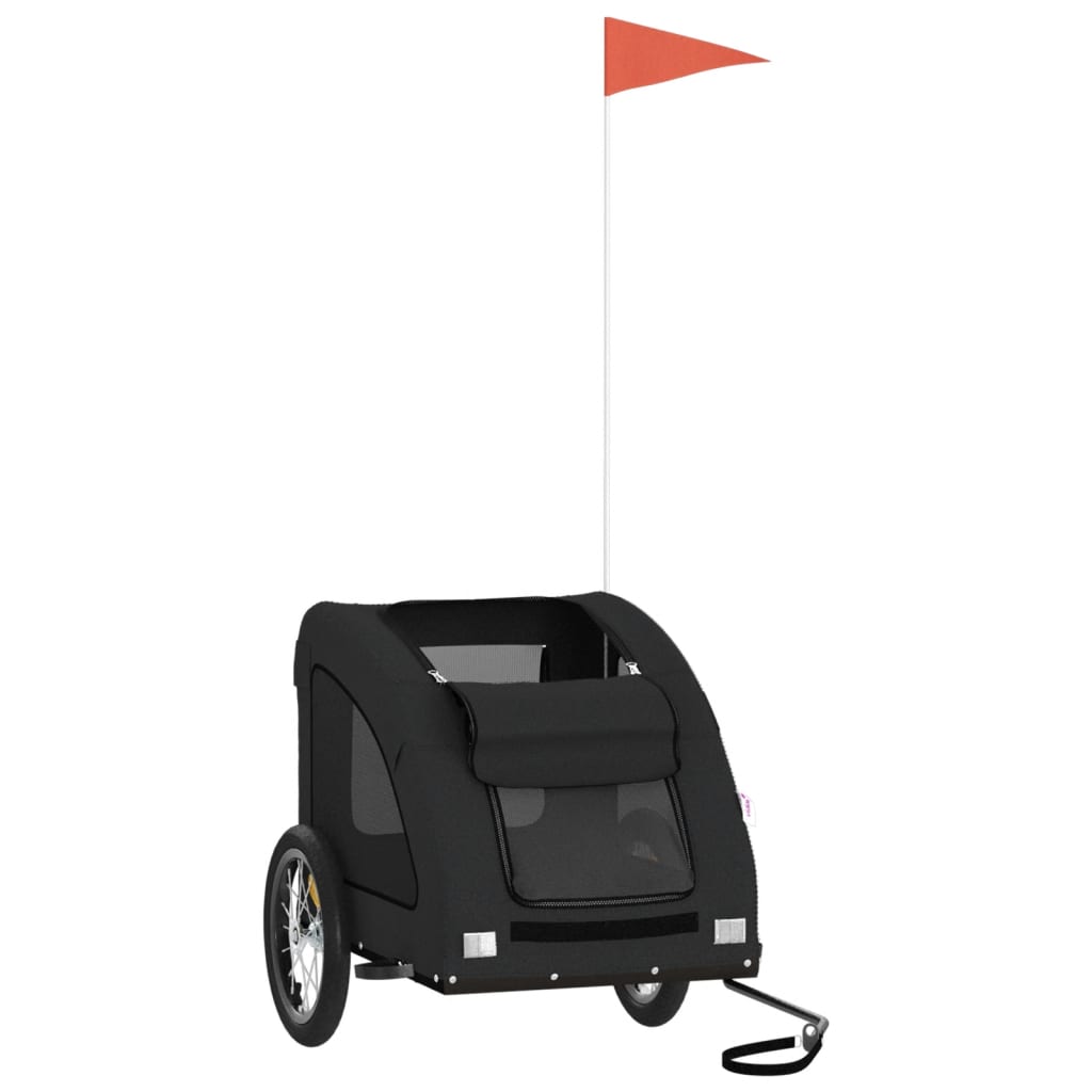 Vidaxl Dog Bike Trailer Tessuto Oxford e Iron Black