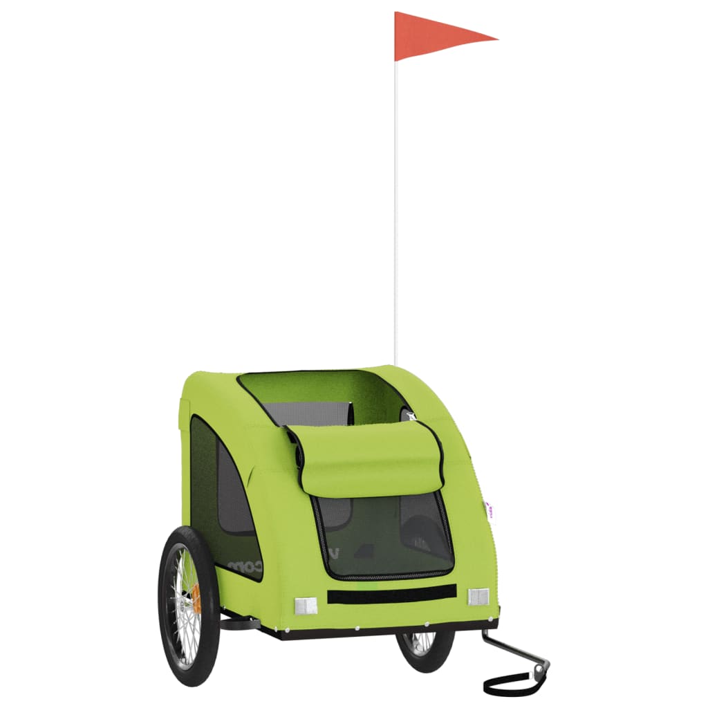 Vidaxl Remolque de bicicleta para perros Oxford Fabric and Iron Green