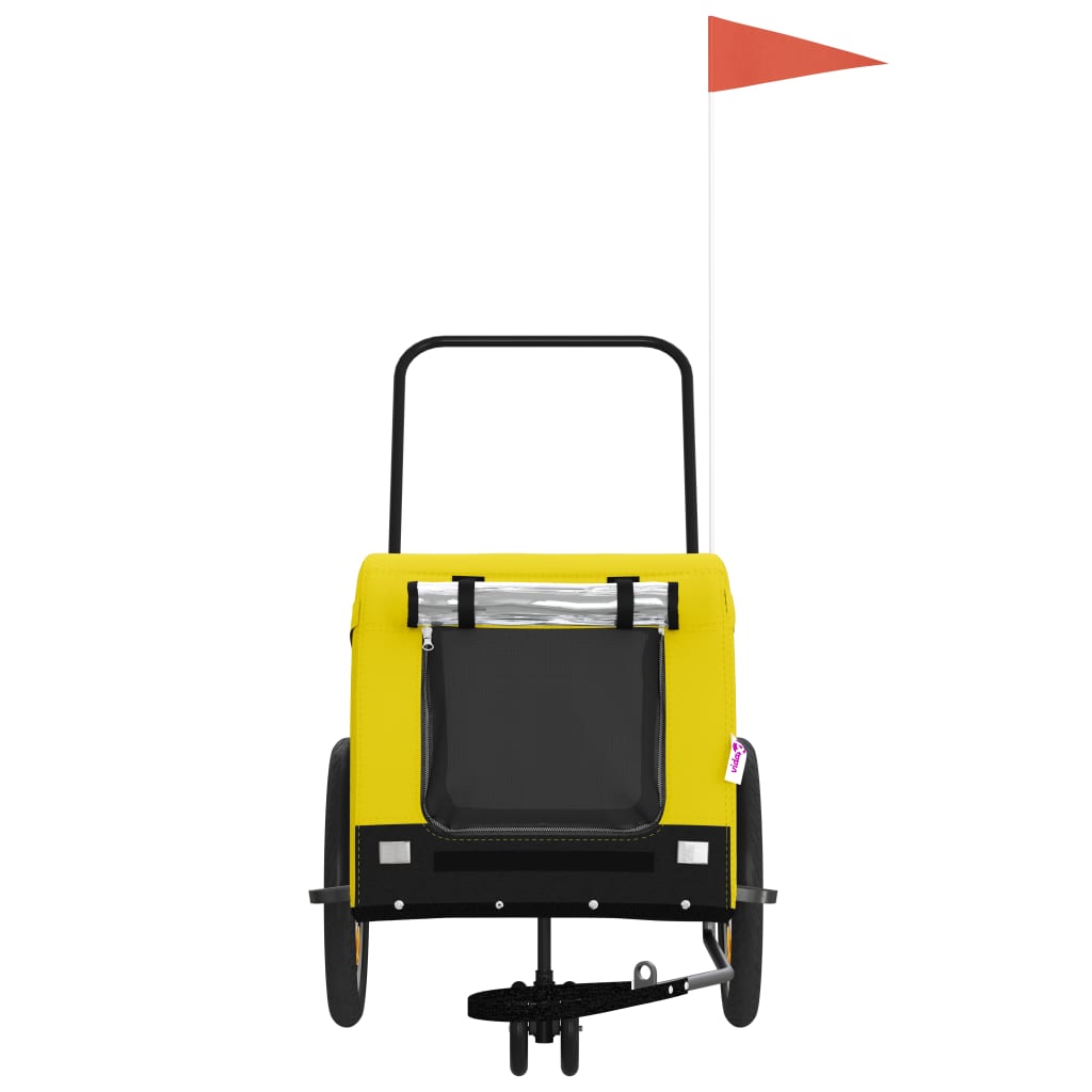 Vidaxl Dog Bike Trailer Oxford Tessuto e ferro giallo e nero