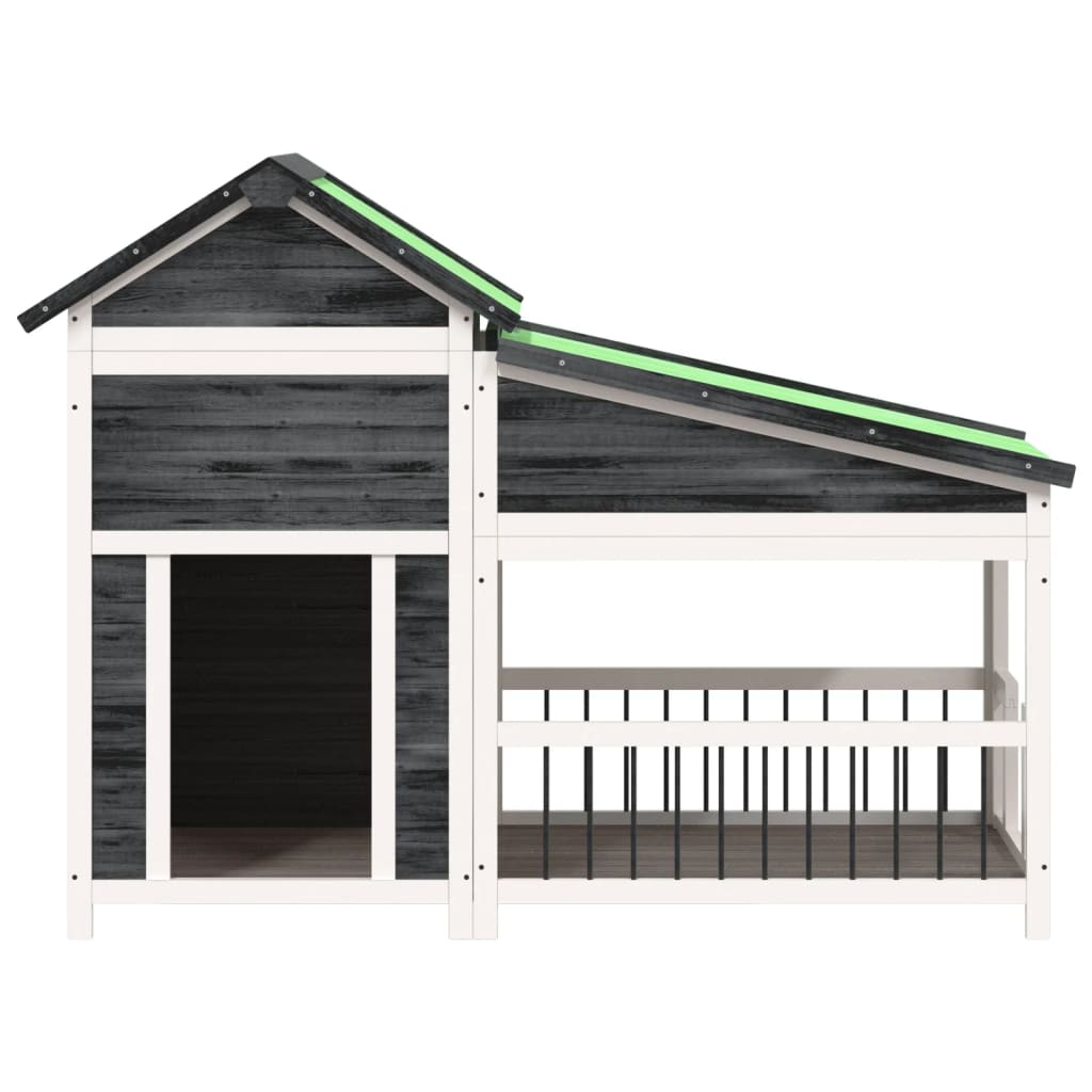Vidaxl dog loft 143x60.5x109 cm grigio grigio pino solido