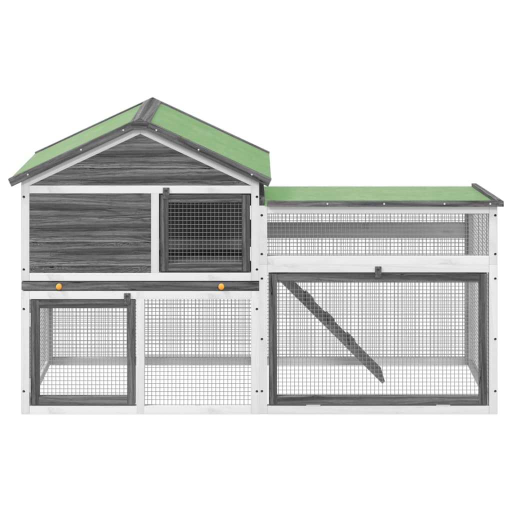 Vidaxl Rabbit Hutch 185.5x60.5x109.5 cm Grigio grigio in pino solido