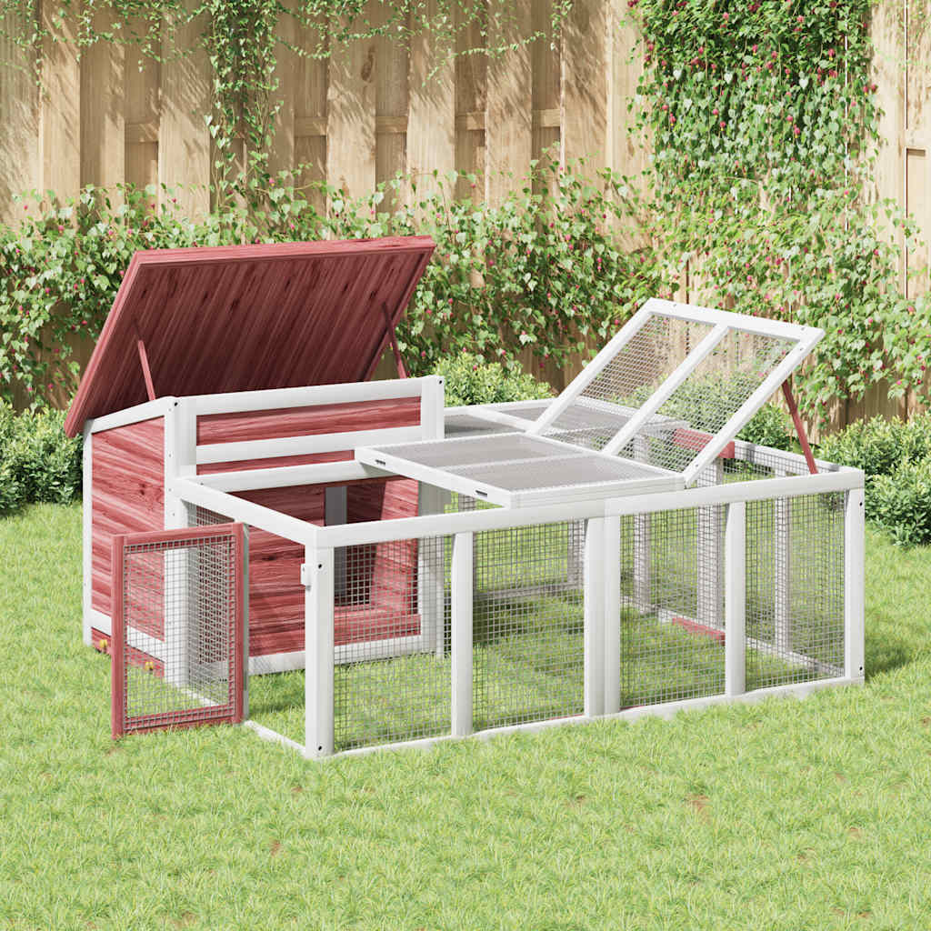 Vidaxl Conejo Hutch 144x123x67.5 cm de pino sólido mocha