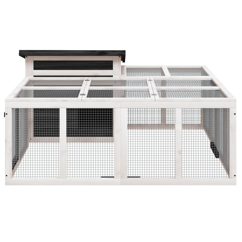 Vidaxl Rabbit Hutch 144x123x67,5 cm Grigio a pino solido